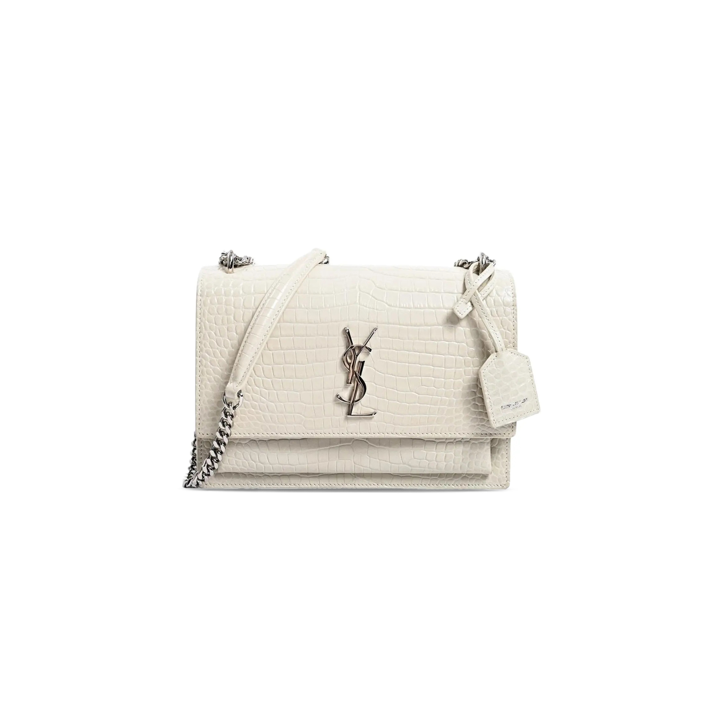 YSL SUNSET MEDIUM CHAIN BAG IN CROCODILE-EMBOSSED SHINY LEATHER 4229064996L (22*16*6.5cm)